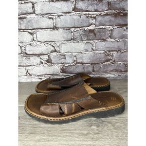 Rockport Brown Leather Cushion Open Toe Casual Slides Sandals Men Sz 11M US/44EU